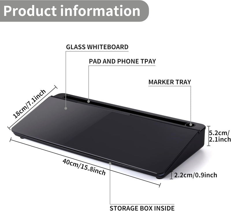 Glass Desktop Whiteboard Accessories Organiser with a free marker & eraser