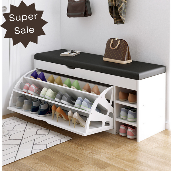 Foldable Shoe Rack Cabinet With Bench 34cm