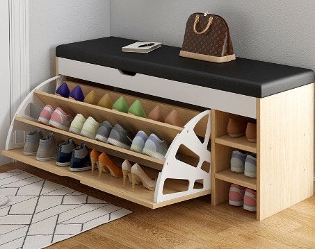 brown shoe rack