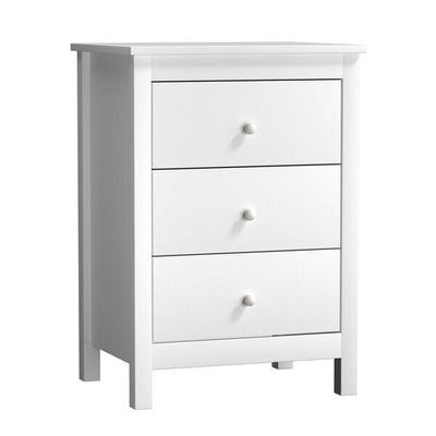 three drawer bedside table