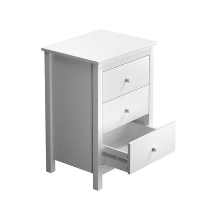 white bedside table